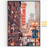 Chicago Poster, Christmas Winter Light Print, Theater Sign, Illinois State Gift, Snowflake Photo, New Year Light, United States Poster
