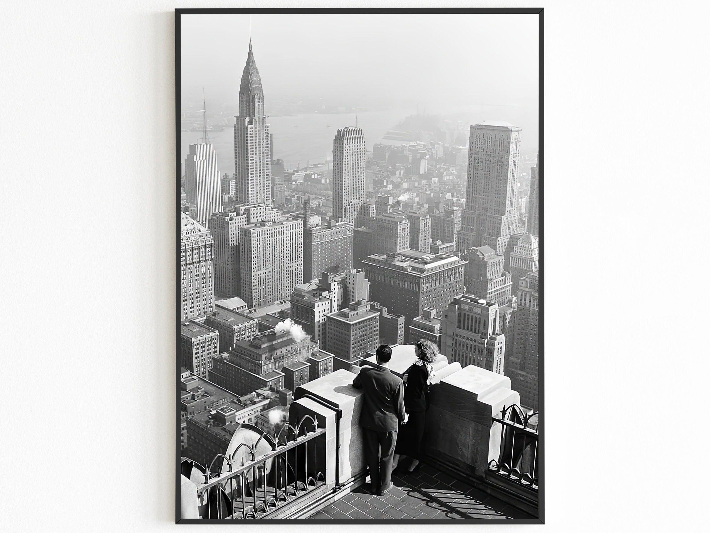 Chrysler Building Print, New York City Vintage Poster, Aesthetic Vintage Poster, Black And White Printable Photo, B&W, Travel Couple Gift