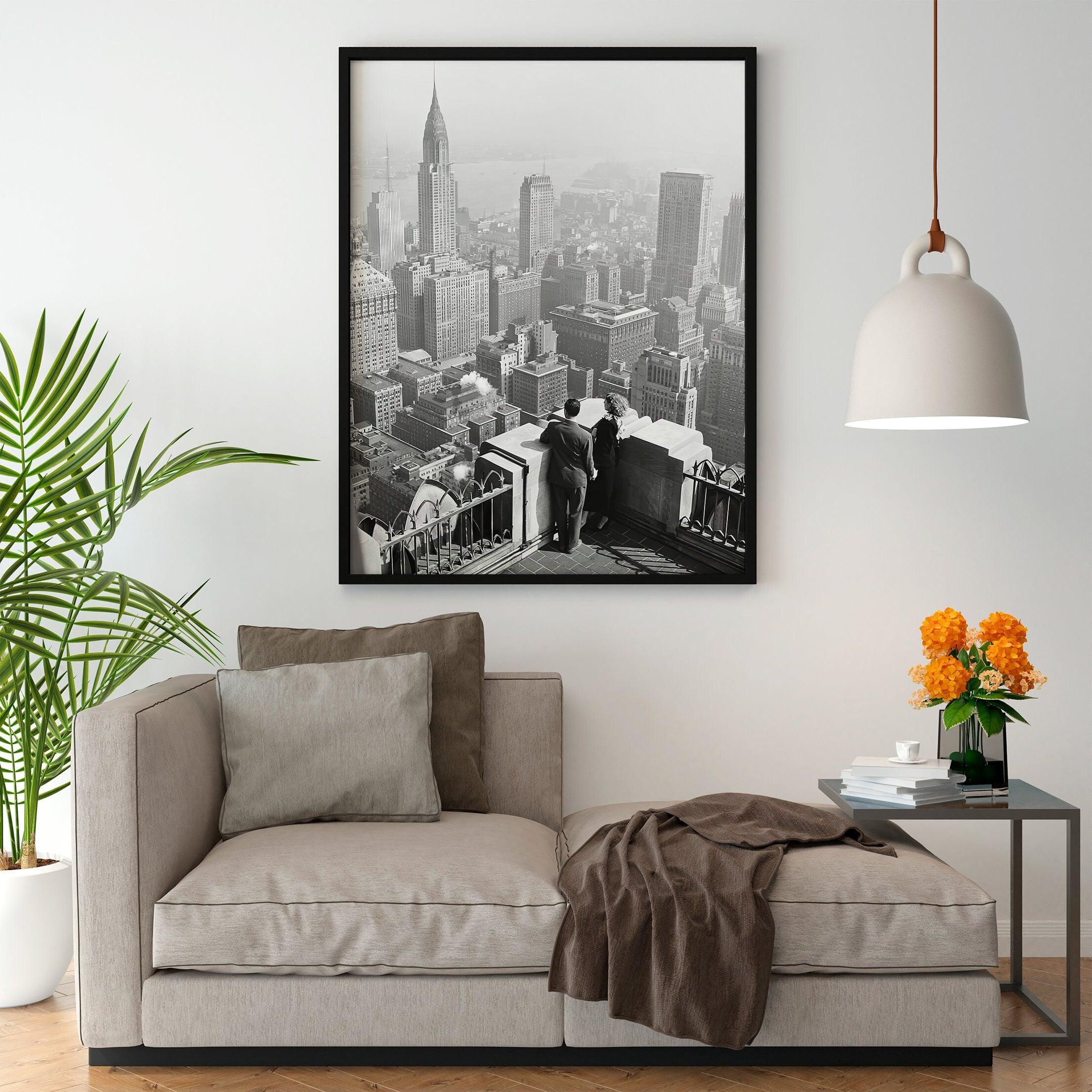 Chrysler Building Print, New York City Vintage Poster, Aesthetic Vintage Poster, Black And White Printable Photo, B&W, Travel Couple Gift